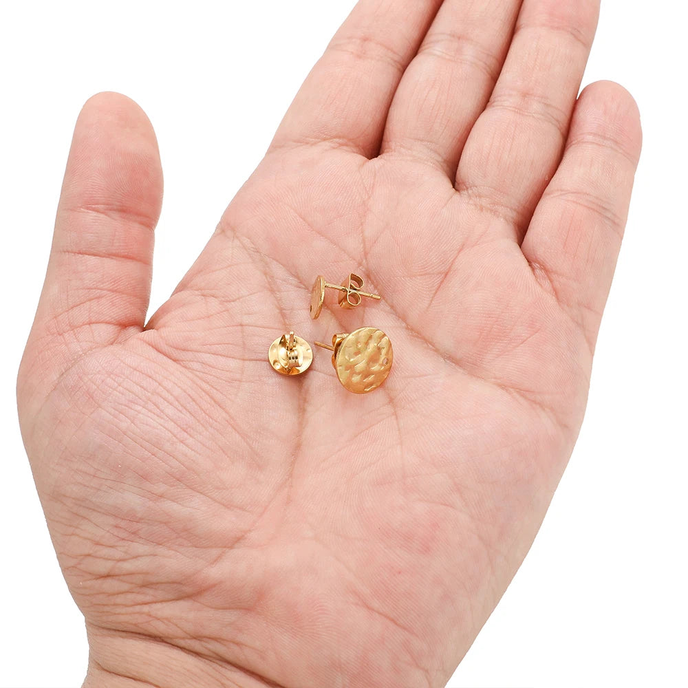 10Pcs Stainless Steel Round Blank Post Ear Studs Base Pins with Earring Plug Ear Back for DIY Fashion Jewelry Making Wholesale