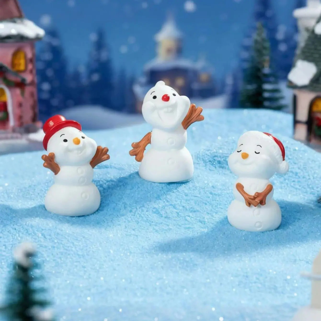 5/10PCS Cute Snowman Figurines Mini Christmas Decor For Fairy Garden Sensory Bins Collector Display Gift