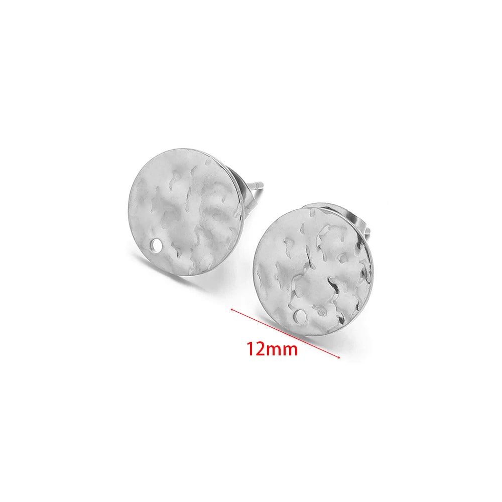 10Pcs Stainless Steel Round Blank Post Ear Studs Base Pins with Earring Plug Ear Back for DIY Fashion Jewelry Making Wholesale