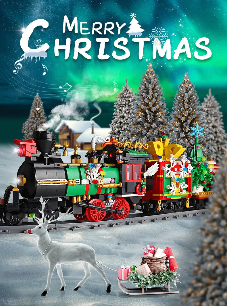 Mould King 12012 Christmas Building Block The Motorized Winter Holiday Train Model Assembly Decoration Kids Christmas Train Gift