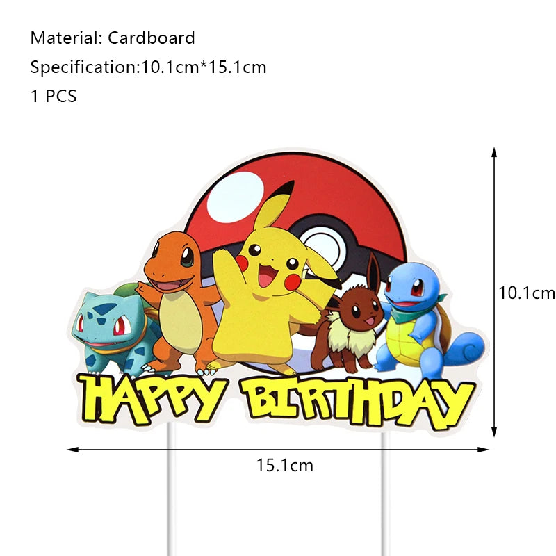 Pokemon Birthday Party Decoration New Pikachu Latex Foil Balloon Kids Disposable Tableware Event Supplies Backdrop Child Gift