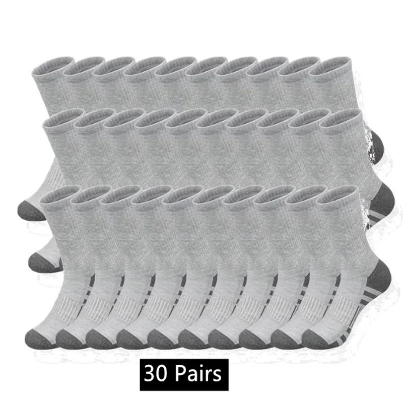 10/20/30 Pairs Men's Classic Crew Socks Unisex Sports Socks for Men Running Basketball Anti-slip Outdoor Breathable Man Socks