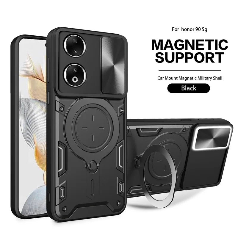 Funda For Honor 90 5G Case Shockproof Armor Magnetic Metal Ring Phone Case For Honer Honar 90 Honor90 Slide Camera Protect Cover