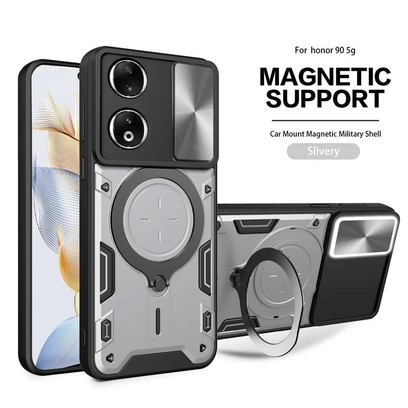 Funda For Honor 90 5G Case Shockproof Armor Magnetic Metal Ring Phone Case For Honer Honar 90 Honor90 Slide Camera Protect Cover