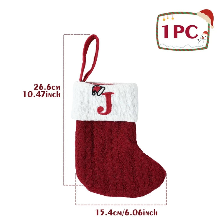 Christmas Alphabet Knitting Socks Christmas Tree Ornaments Christmas Decorations For Home 2025 Noel New Year 2026 Xmas Gift