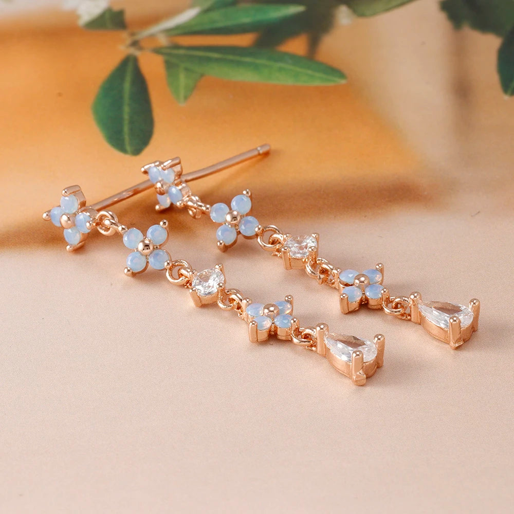 New Arrival Korean Trendy Stainless Steel Fresh Lovely Sweet Flower Stud Earrings For Women 2023 Fashion Jewelry