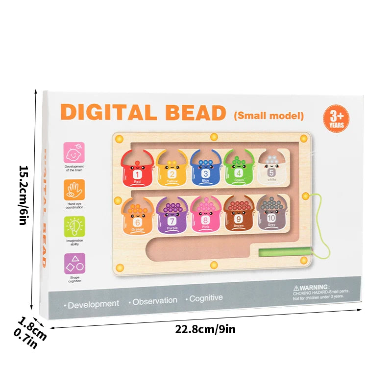 Montessori Magnetic Color Sorting Games Maze Board Pen Moving Bead Games Wooden Control Sensory Math enlightenment toys for Kids