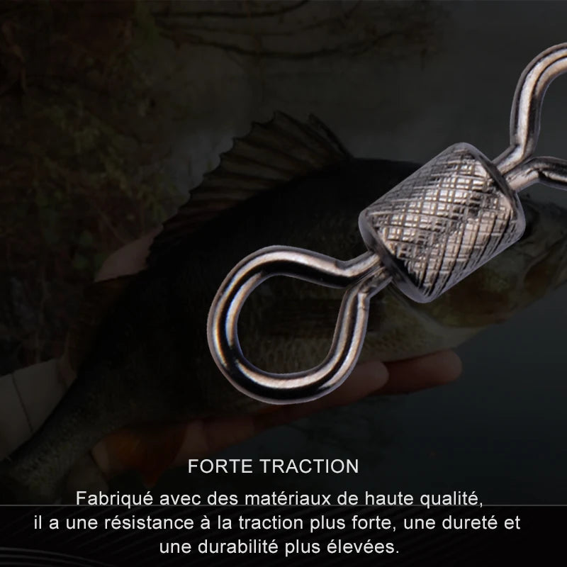 Meredith 50PCS/Lot Fishing Swivels Ball Bearing Swivel with Safety Snap Solid Rings Rolling Swivel for Carp Fishing Accessories