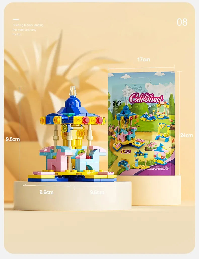 6IN1 Building Blocks City Fire Car Police Truck Engineering Crane Tank Helicopter Bricks Set Toys for Children Kids