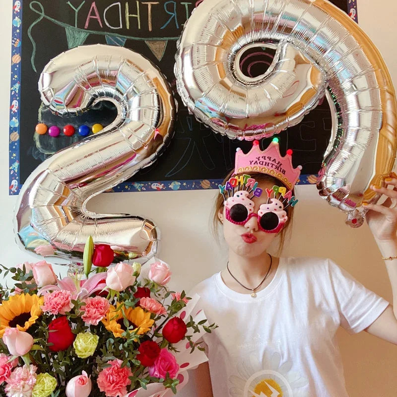 32/40 Inch 0-9  Number Balloons Big Foil Birthday Balloon Helium Child Adult Happy Birthday Wedding Party Decorations Supplies