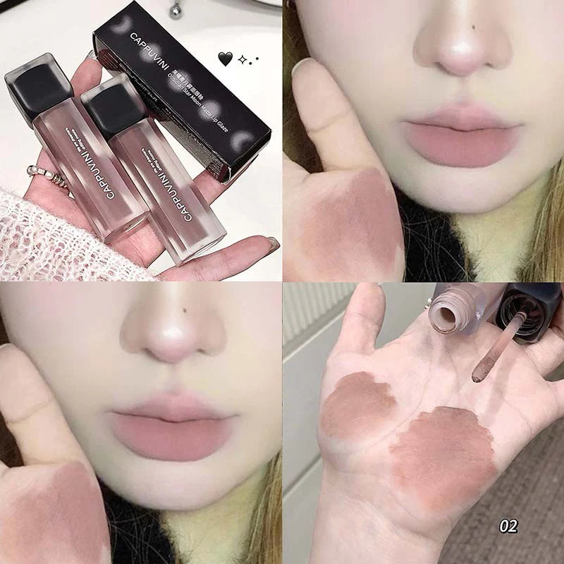 Cappuvini Obsidian Starry Matte Lip Gloss: Velvet Finish with Long-Lasting Formula-Dark Series for a Radiant Look,