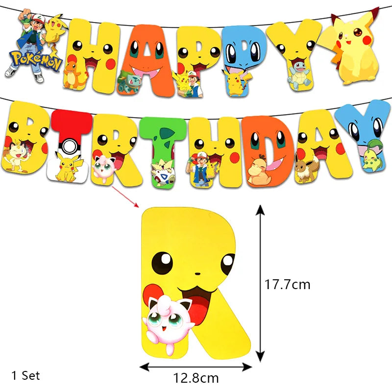 Pokemon Birthday Party Decoration New Pikachu Latex Foil Balloon Kids Disposable Tableware Event Supplies Backdrop Child Gift
