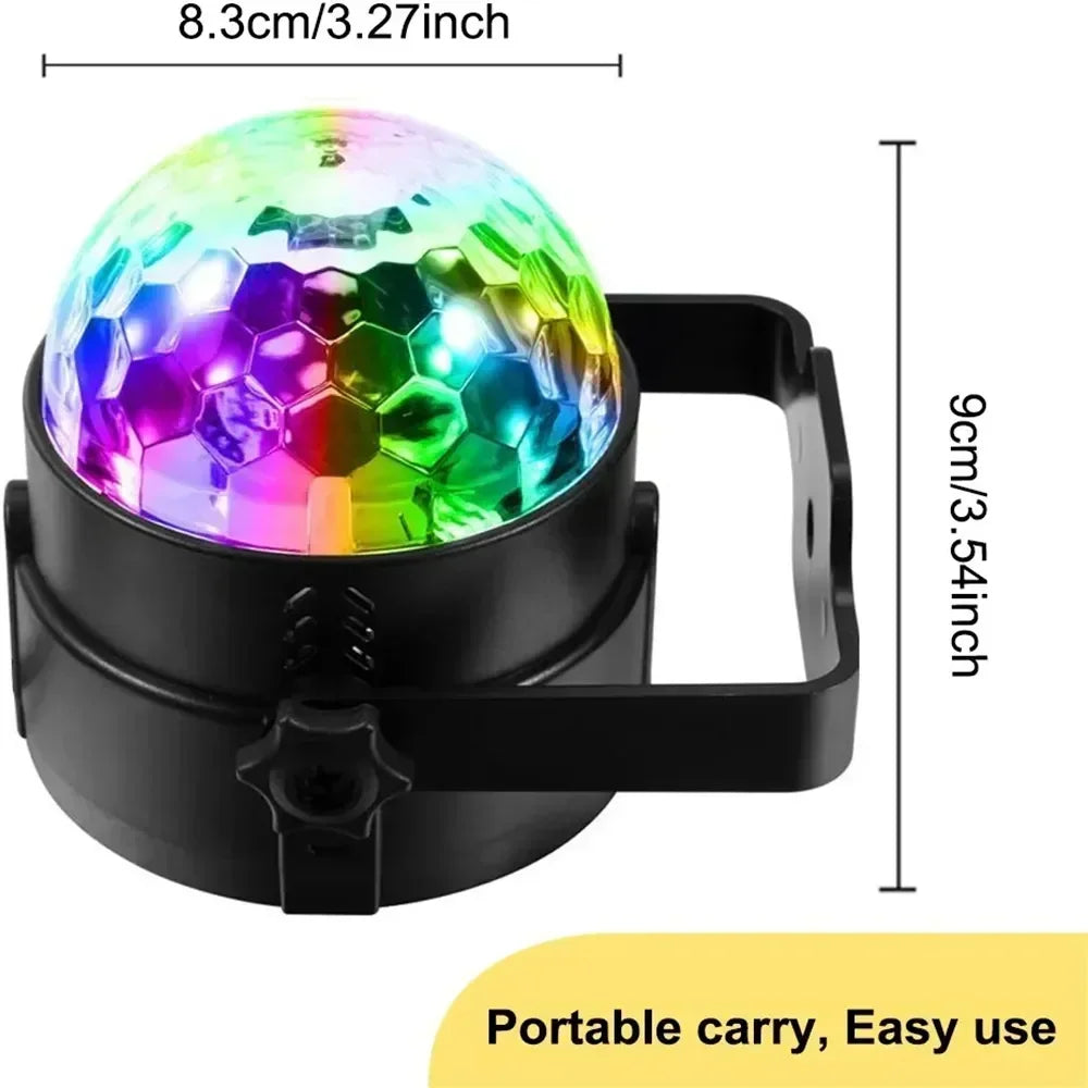 LED Stage Disco Light Rotating DJ Ball Strobe Colorful Magic Dance Car Ambient RGB Christmas Gift Party Club Car Laser Show Lamp