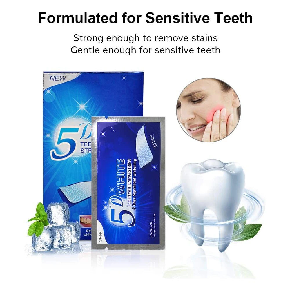 5D Teeth Whitening Strip 7/14/21/28 Pair Whiter Strips for Removing Smoking Coffee Stain, Effective Home Use Tooth Whitening Kit