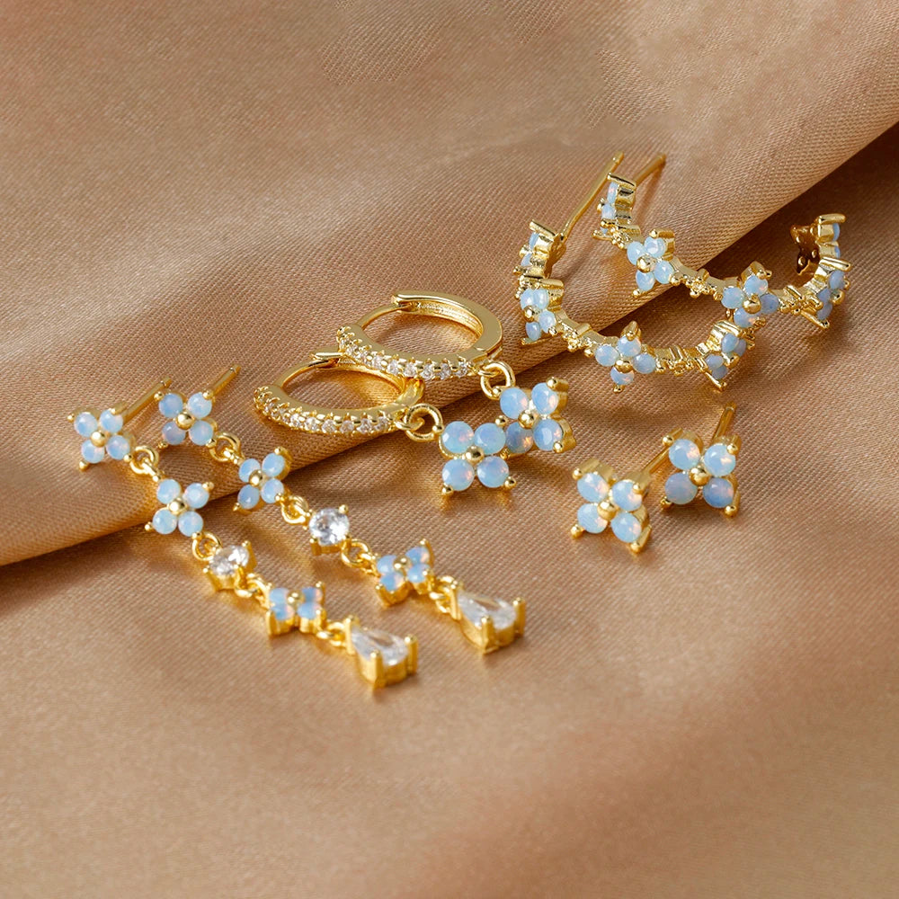 New Arrival Korean Trendy Stainless Steel Fresh Lovely Sweet Flower Stud Earrings For Women 2023 Fashion Jewelry