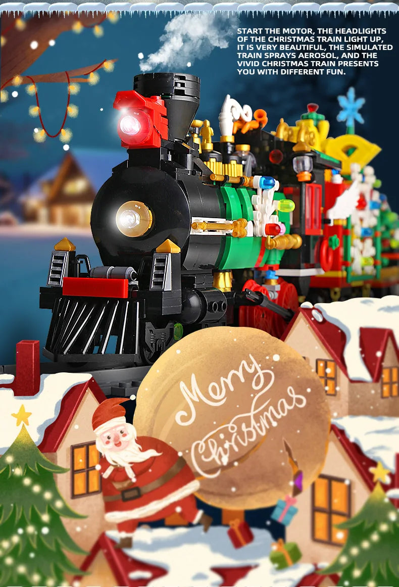 Mould King 12012 Christmas Building Block The Motorized Winter Holiday Train Model Assembly Decoration Kids Christmas Train Gift