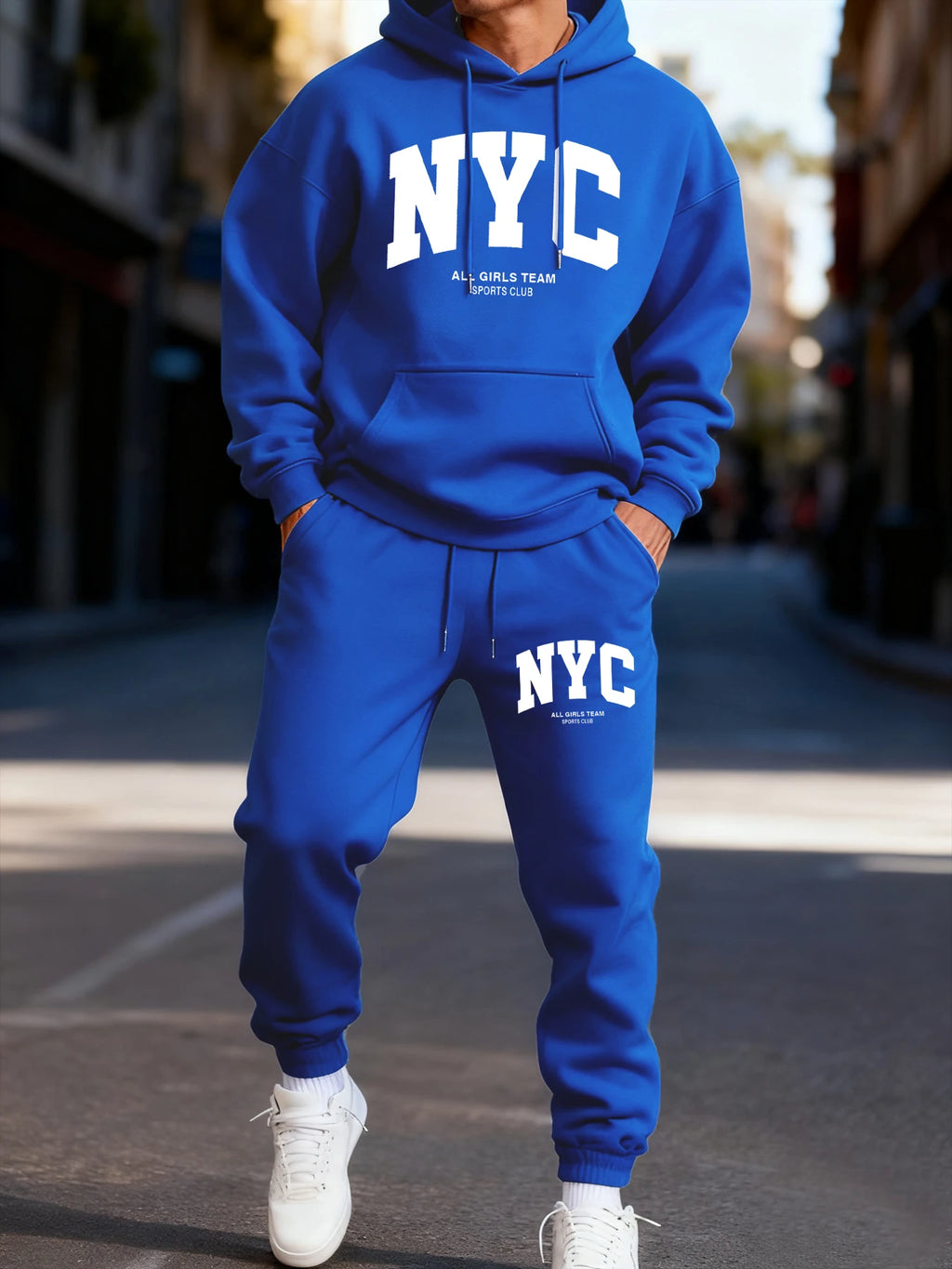 New York City Letter Eye-Catching Print Mans Hoodie Set Casual Winter Two Pices Sets Sporty Jogging Pants Fashion Autumn Hoodies