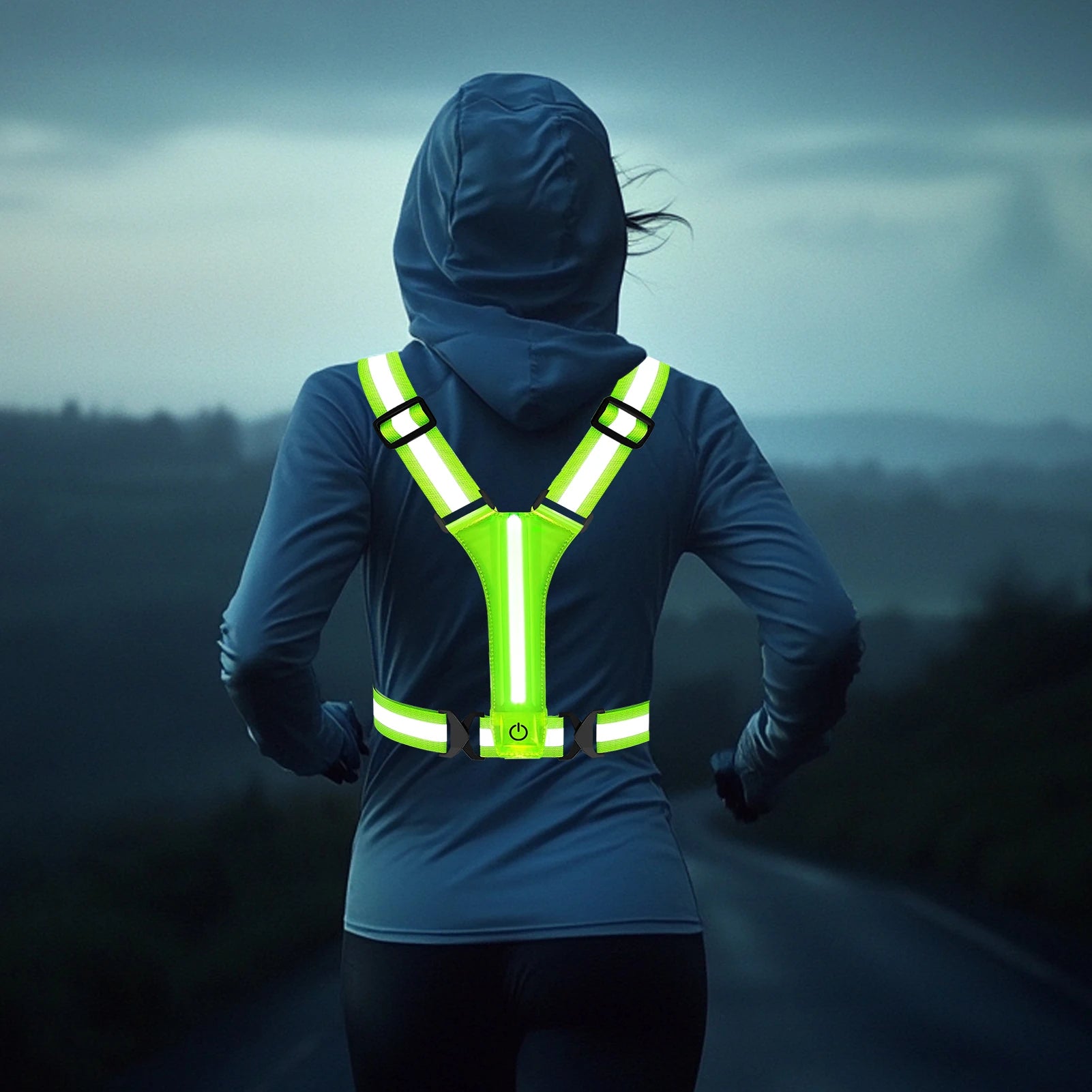 LED Running Vest USB Rechargeable Reflective Glowing Reflector Straps High Visibility Night Running Riding Clothing Elastic Band