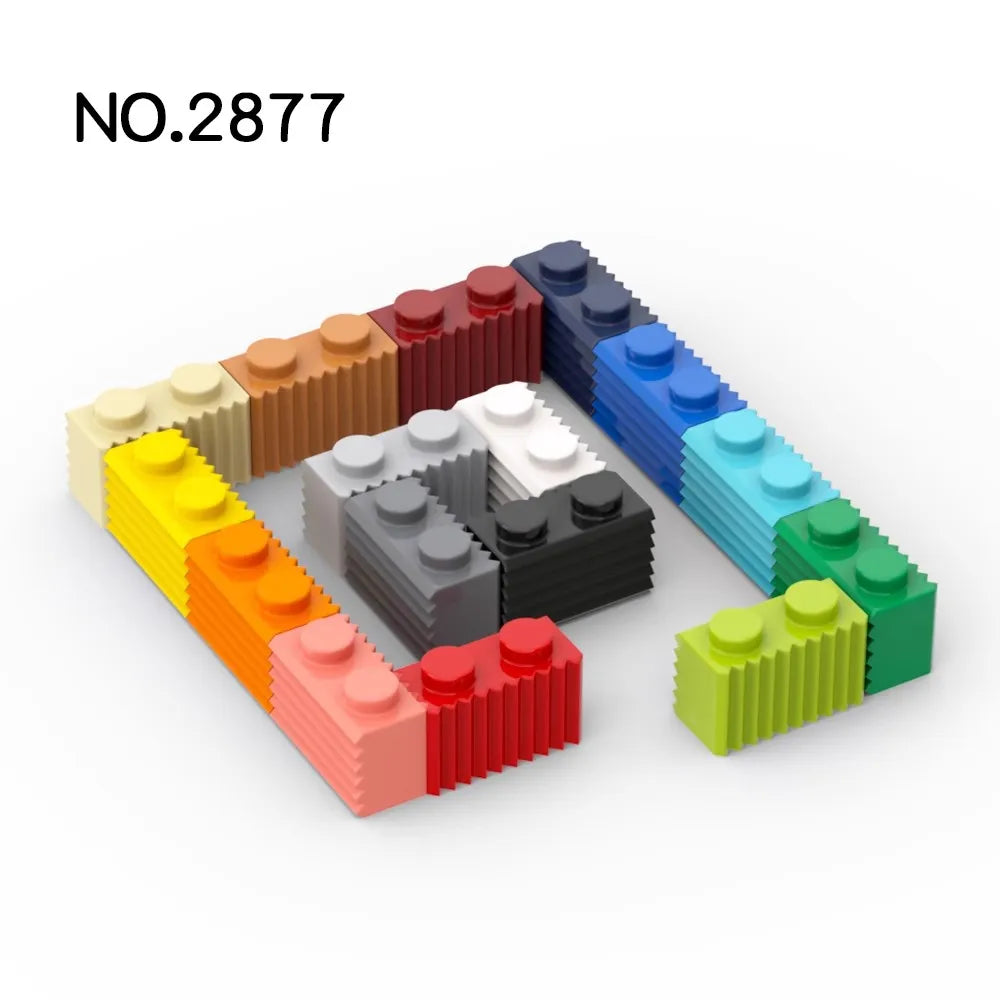 20Pcs MOC Parts 2877 Brick Modified 1 x 2 with Grille / Fluted Profile Compatible Brick DIY Building Block Particle Kid Toy Gift