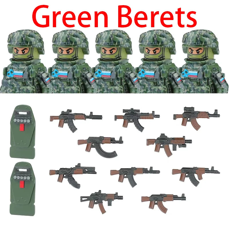 Military Army Figures Building Blocks SWAT Ghost Commando Special Forces Soldier Weapons Gun Hat Shield Belt AK Mini Bricks Toy