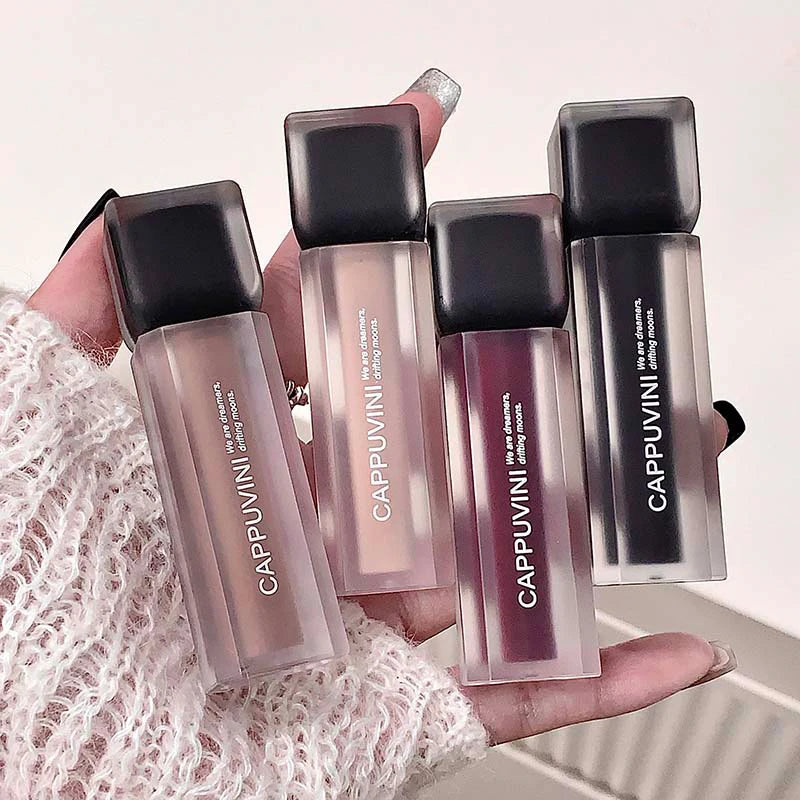 Cappuvini Obsidian Starry Matte Lip Gloss: Velvet Finish with Long-Lasting Formula-Dark Series for a Radiant Look,