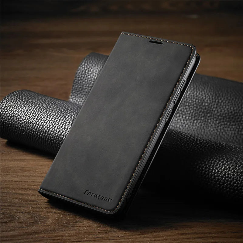 Leather Magnetic Flip Case For iPhone 16 15 14 17 Pro Max Air 16E 13 12 11 XS Max XR SE 8 7 Plus Wallet Card Solt Phone Cover
