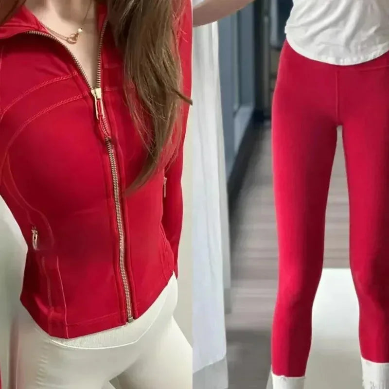 2025 Gold Label Short Sport Jacket Set Women's Yoga Clothes Slimming Fitness Jacket Active Wear Exercise Clothing Female