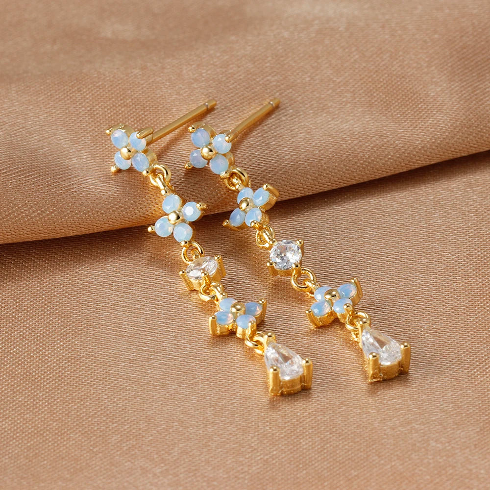 New Arrival Korean Trendy Stainless Steel Fresh Lovely Sweet Flower Stud Earrings For Women 2023 Fashion Jewelry