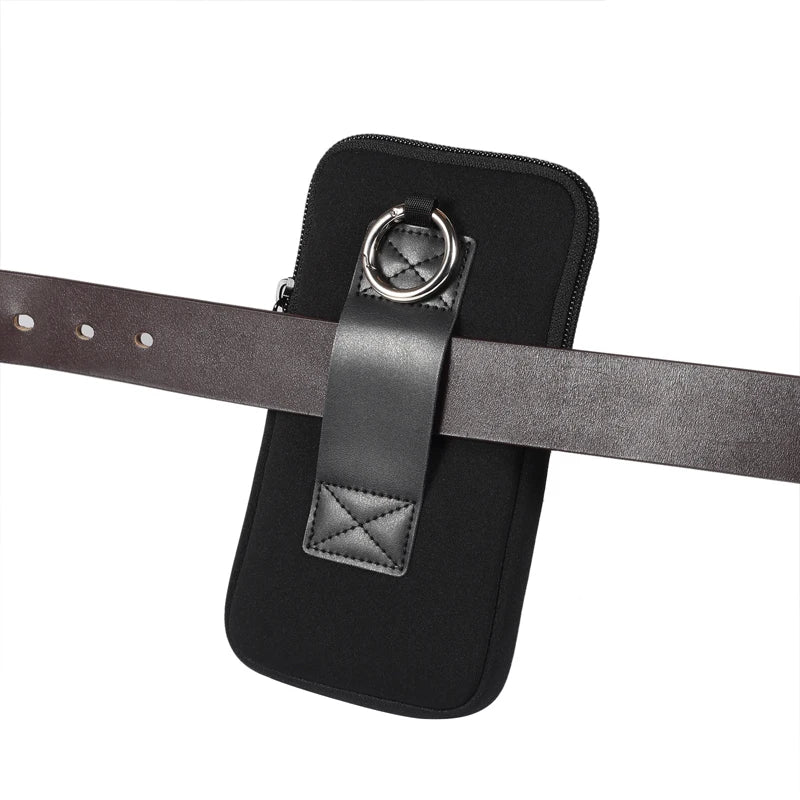 Cell Phone Pouch For iphone Samsung Motorola Xiaomi Huawei Smartphone Stretch Material Zipper Sleeve Hanging Waist bag Universal