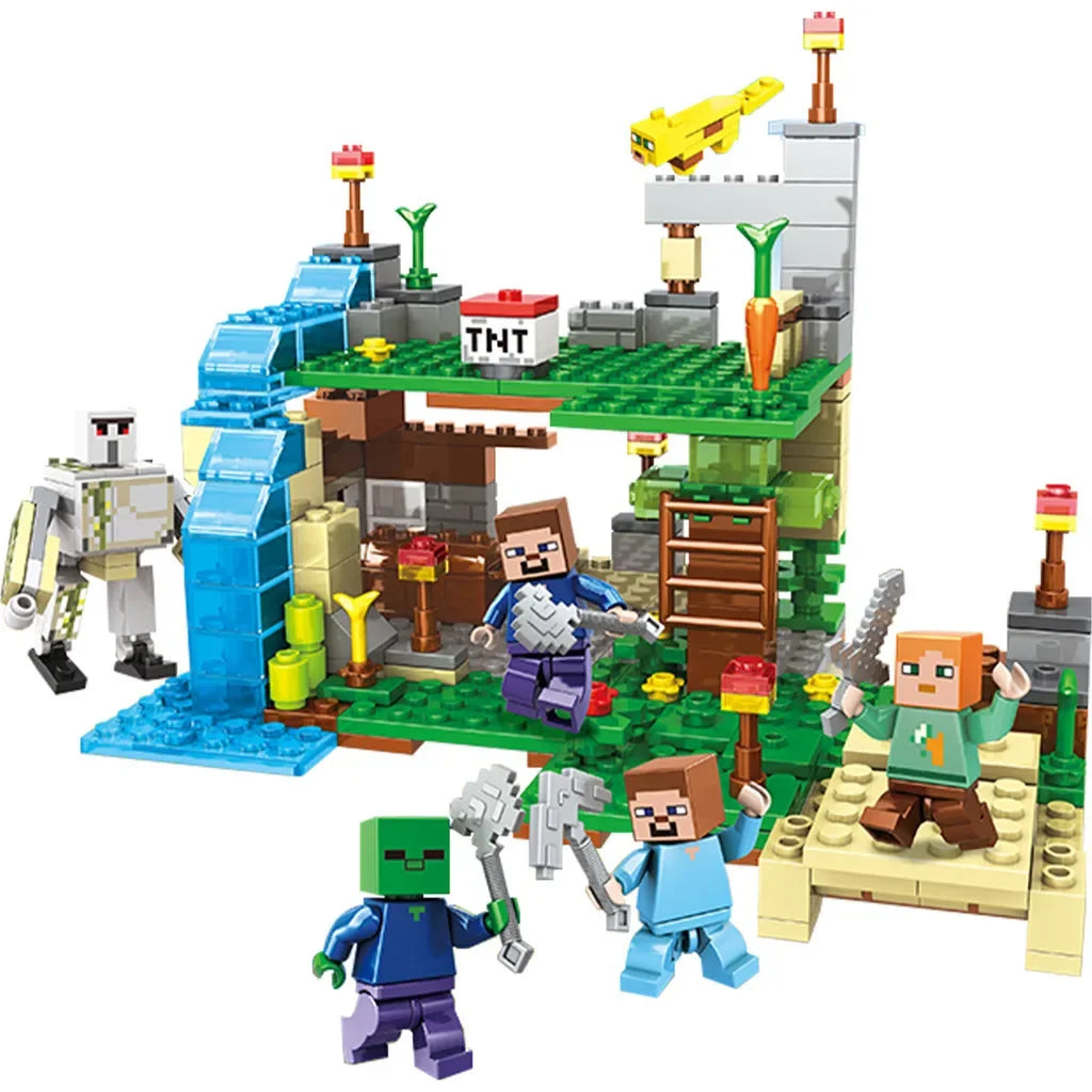 TreeHouse Village Farm Cave Mine Alex Zombie Action Figures Building Blocks Toys Gift for Children