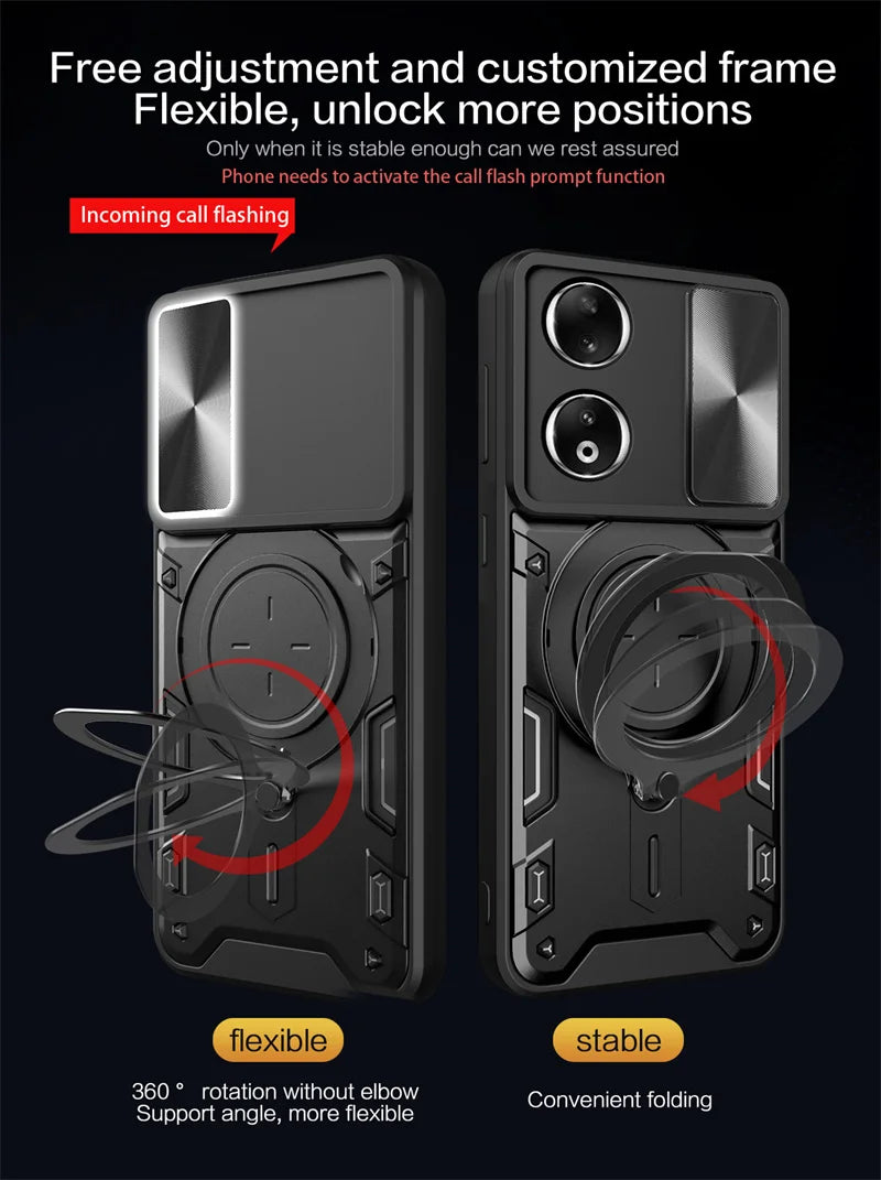Funda For Honor 90 5G Case Shockproof Armor Magnetic Metal Ring Phone Case For Honer Honar 90 Honor90 Slide Camera Protect Cover