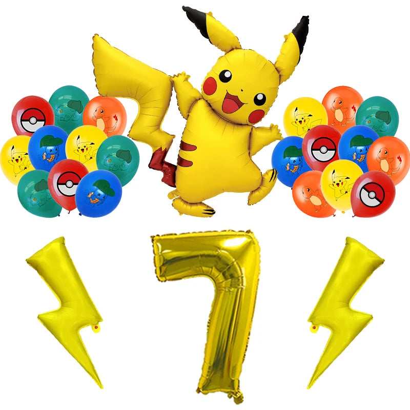 Pokemon Birthday Party Decoration New Pikachu Latex Foil Balloon Kids Disposable Tableware Event Supplies Backdrop Child Gift