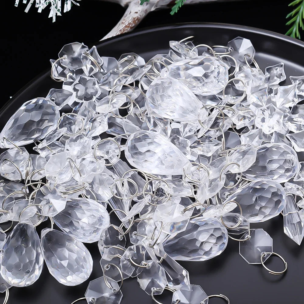 24/5PCS Crystal Clear Snowflake Icicle Pendants Acrylic Christmas Tree Ornament Christmas Holiday Home Party Hanging Decorations