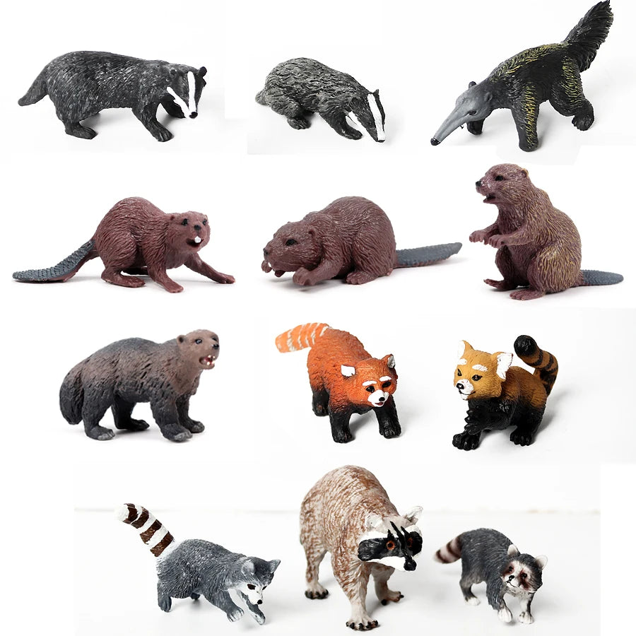 Realistic Woodland Creatures Figurines Toys Raccoon,Beavers ,Badger,Anteater,Platypus Easter Eggs Education Birthday Gift