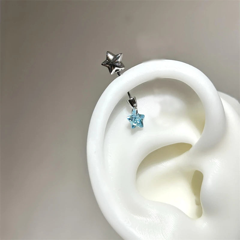 Sweet Angel's Wings Stainless Steel Ear Bone Nail Cute Acrylic Love Heart Cross Earrings for Women Body Puncture Accessories