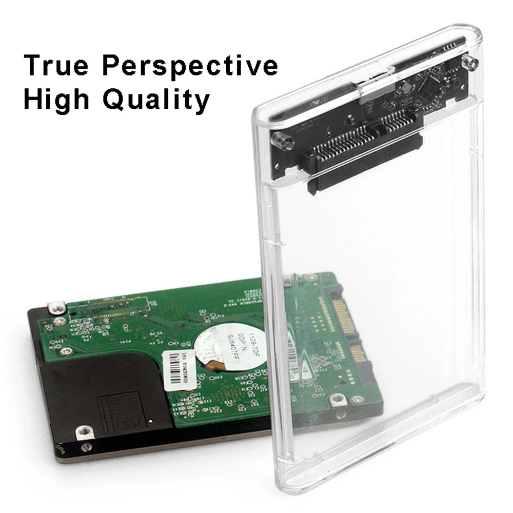 USB 3.0/Type C HDD Enclosure 2.5 inch SATA SSD External Hard Drive Case with 5Gbps Transfer Speed Clear Harddisk Boxs Tool-Free