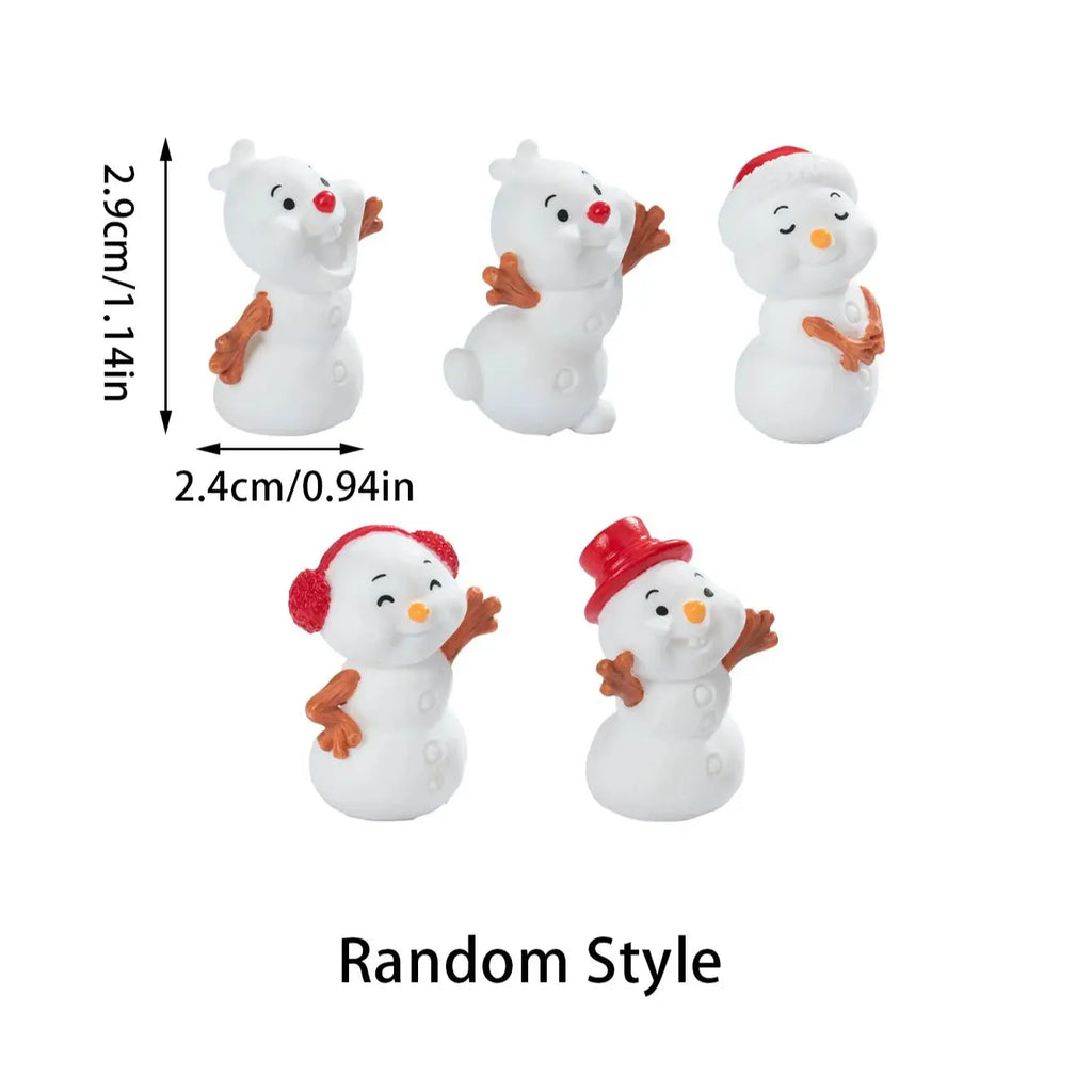 5/10PCS Cute Snowman Figurines Mini Christmas Decor For Fairy Garden Sensory Bins Collector Display Gift