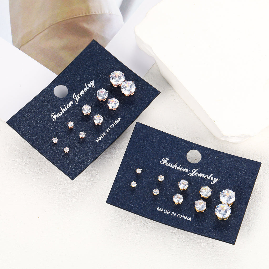 Luxury Sparkling Clear Stud Earrings Fashion Fine Round Zirconia Earrings for Women New Trendy Wedding Ladies Jewelry Gifts