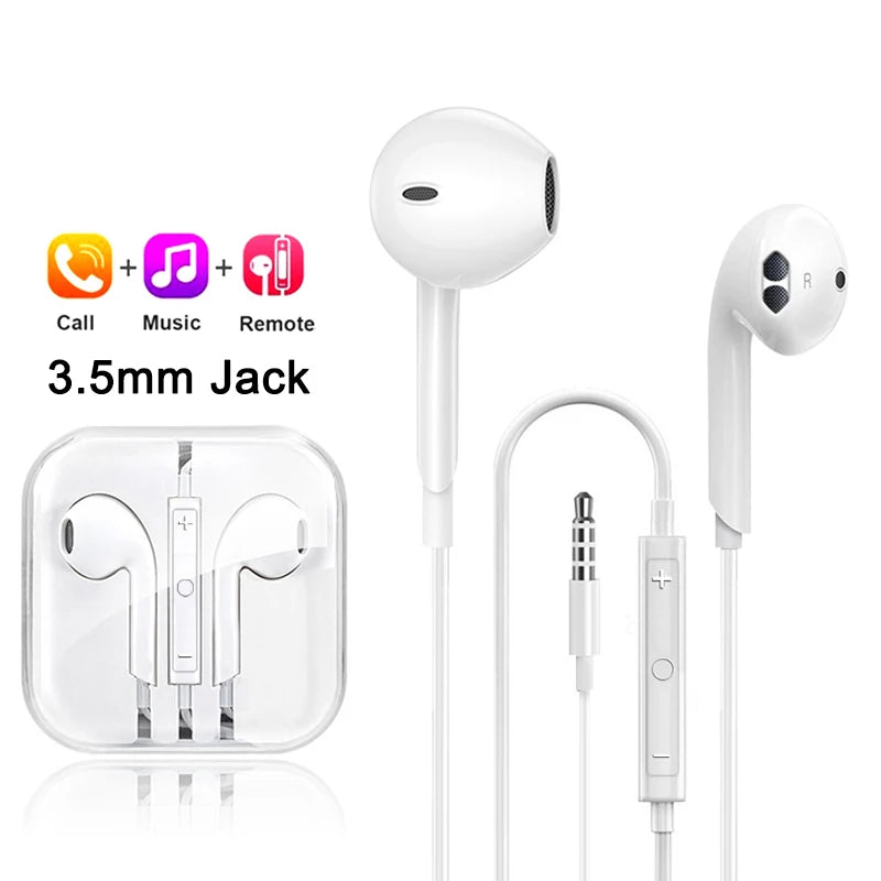 For Apple iPad Laptops Tablet Headphones For iPhone 16 15 14 13 12 11 Pro Max Earphones X XS 7 8 Plus 3.5mm Stereo Wired Earbuds
