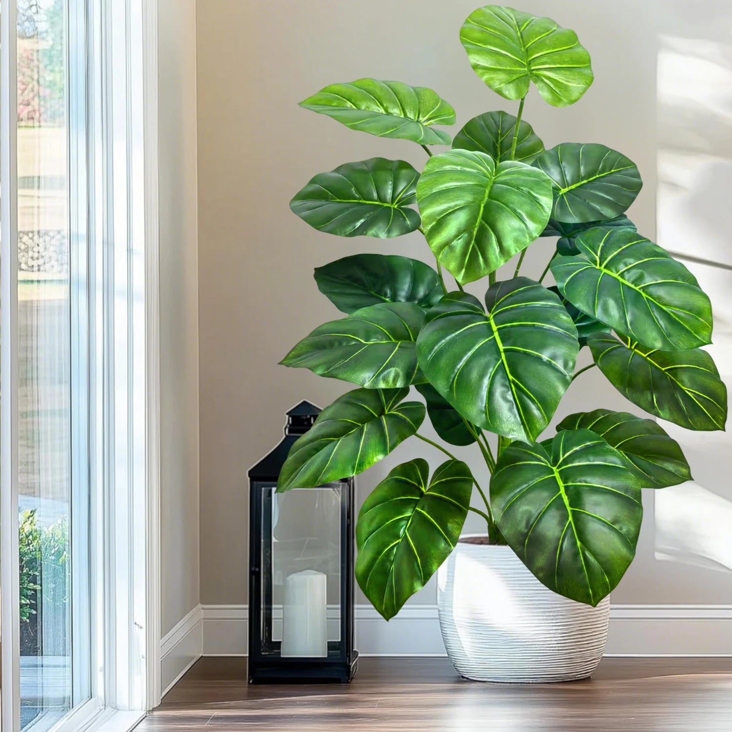 40-130cm（51.18in） Artificial Monstera Plant Fake Palm Tree Plastic Turtle Leaf Green Plant for Home Garden Room Office Decor