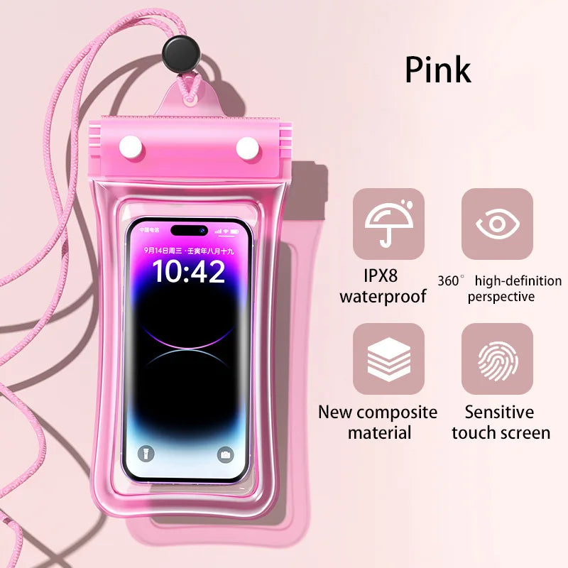 IPX8 Waterproof Floating Airbag Swim Diving Bag Phone Case For iPhone 11 12 13 14 Pro Max Samsung S23 S22 Xiaomi 13 Huawei Cover