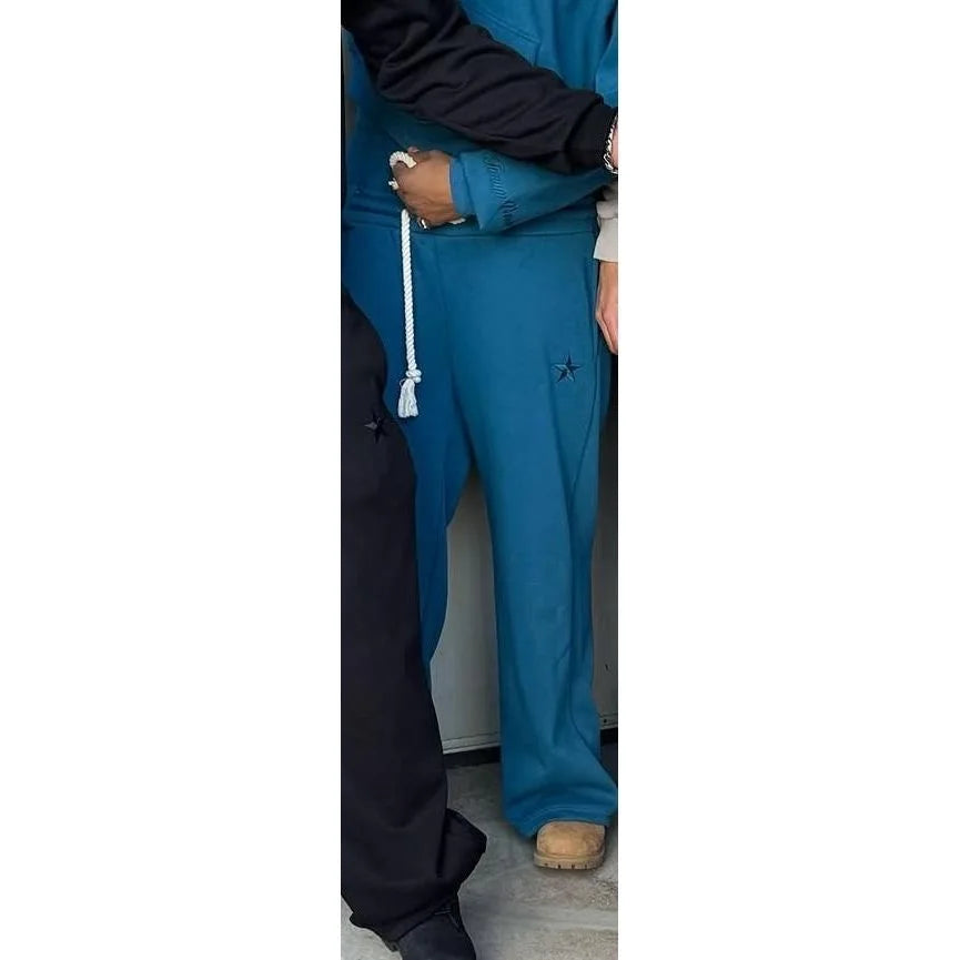 American Style Personalized Double Waisted Solid Casual Pants Sporty Popular Embroidery Sport Loose Men Women Couple Sweatpants