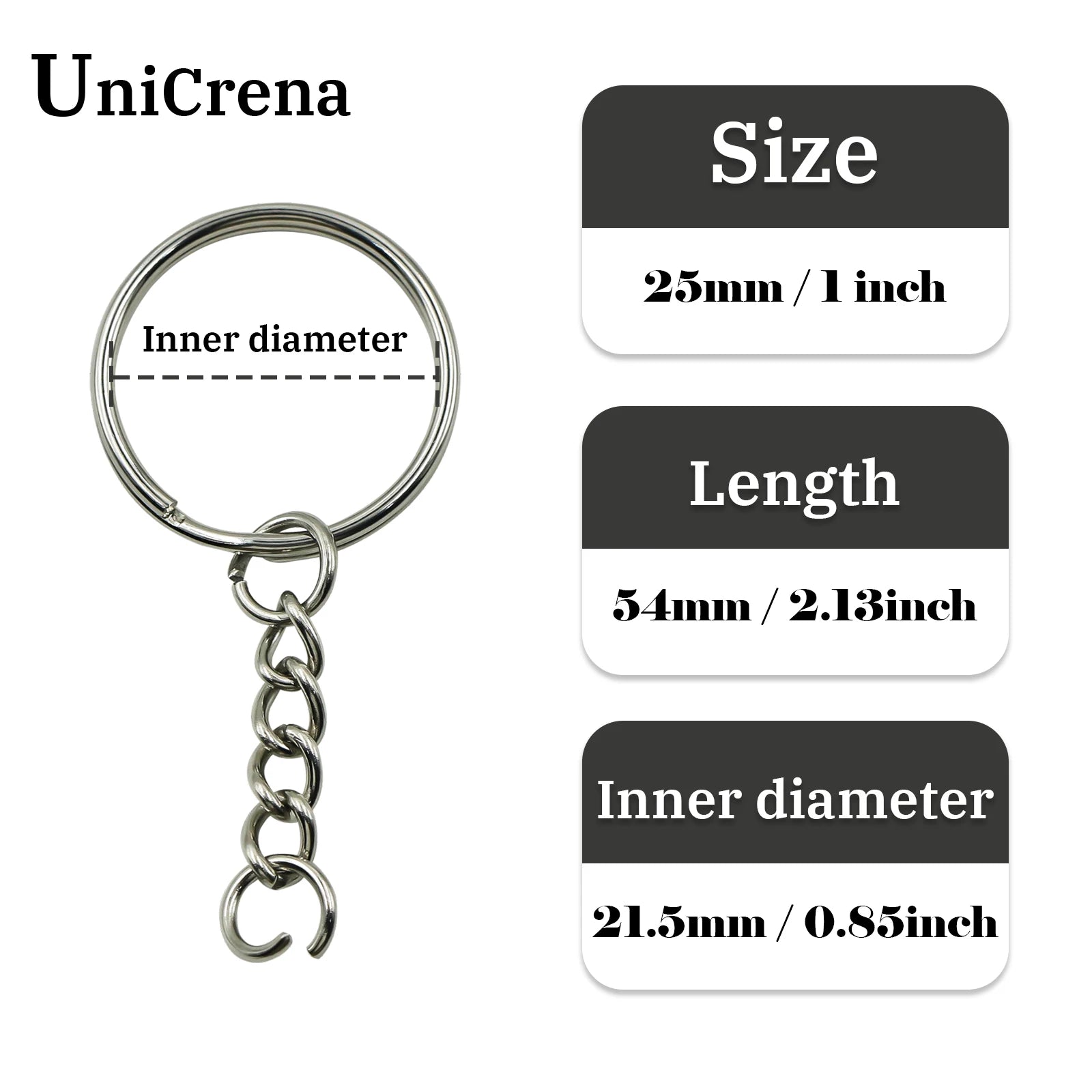 UniCrena Split Ring Stainless Steel Key Ring with Chain and Jump Rings Keychain for DIY Crafts, Jewelry Making, Dog Tags Bulk