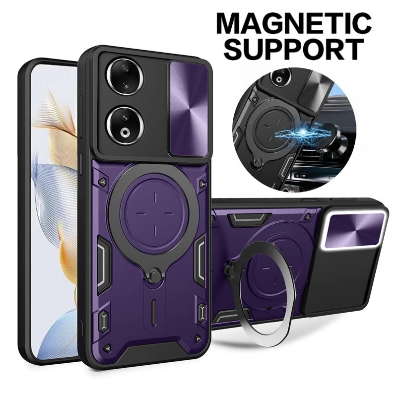 Funda For Honor 90 5G Case Shockproof Armor Magnetic Metal Ring Phone Case For Honer Honar 90 Honor90 Slide Camera Protect Cover