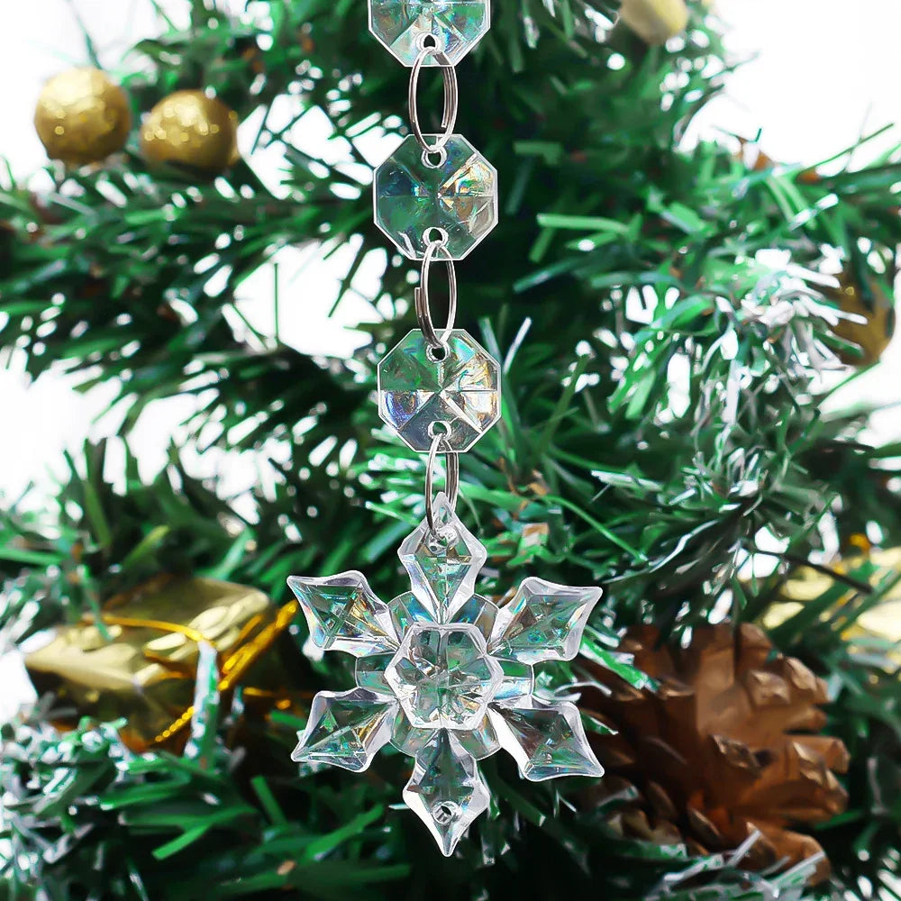 24/5PCS Crystal Clear Snowflake Icicle Pendants Acrylic Christmas Tree Ornament Christmas Holiday Home Party Hanging Decorations