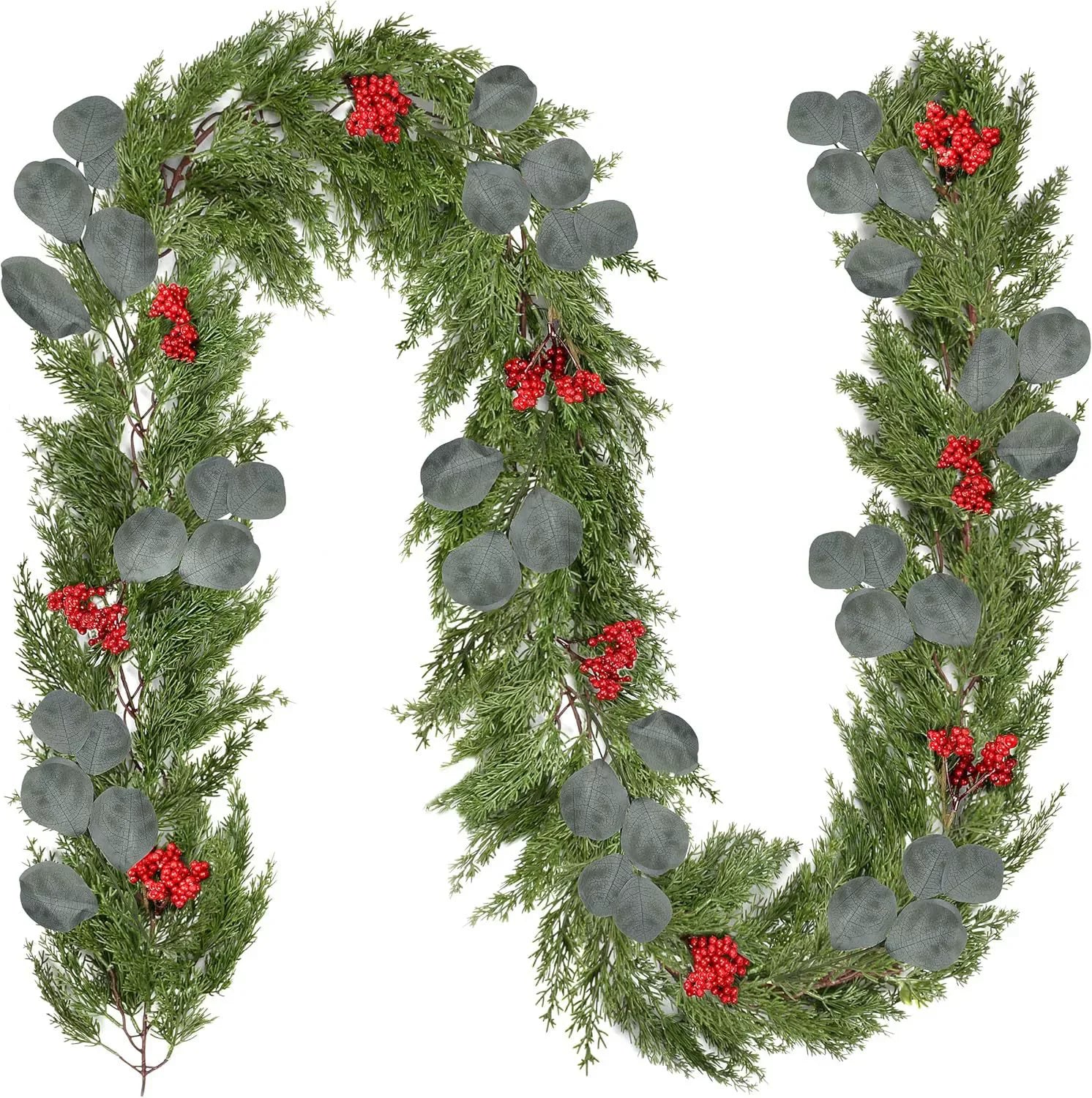 6.2FTArtificial Norfolk Pine Garlands Real Touch Christmas Cypress Greenery Vine for Table Mantle Xmas Home Decoration
