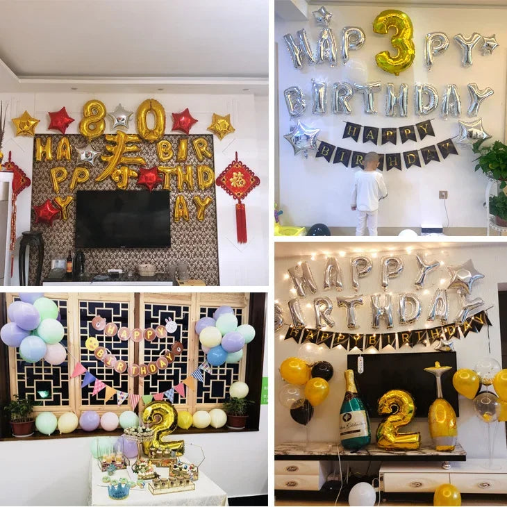 32/40 Inch 0-9  Number Balloons Big Foil Birthday Balloon Helium Child Adult Happy Birthday Wedding Party Decorations Supplies