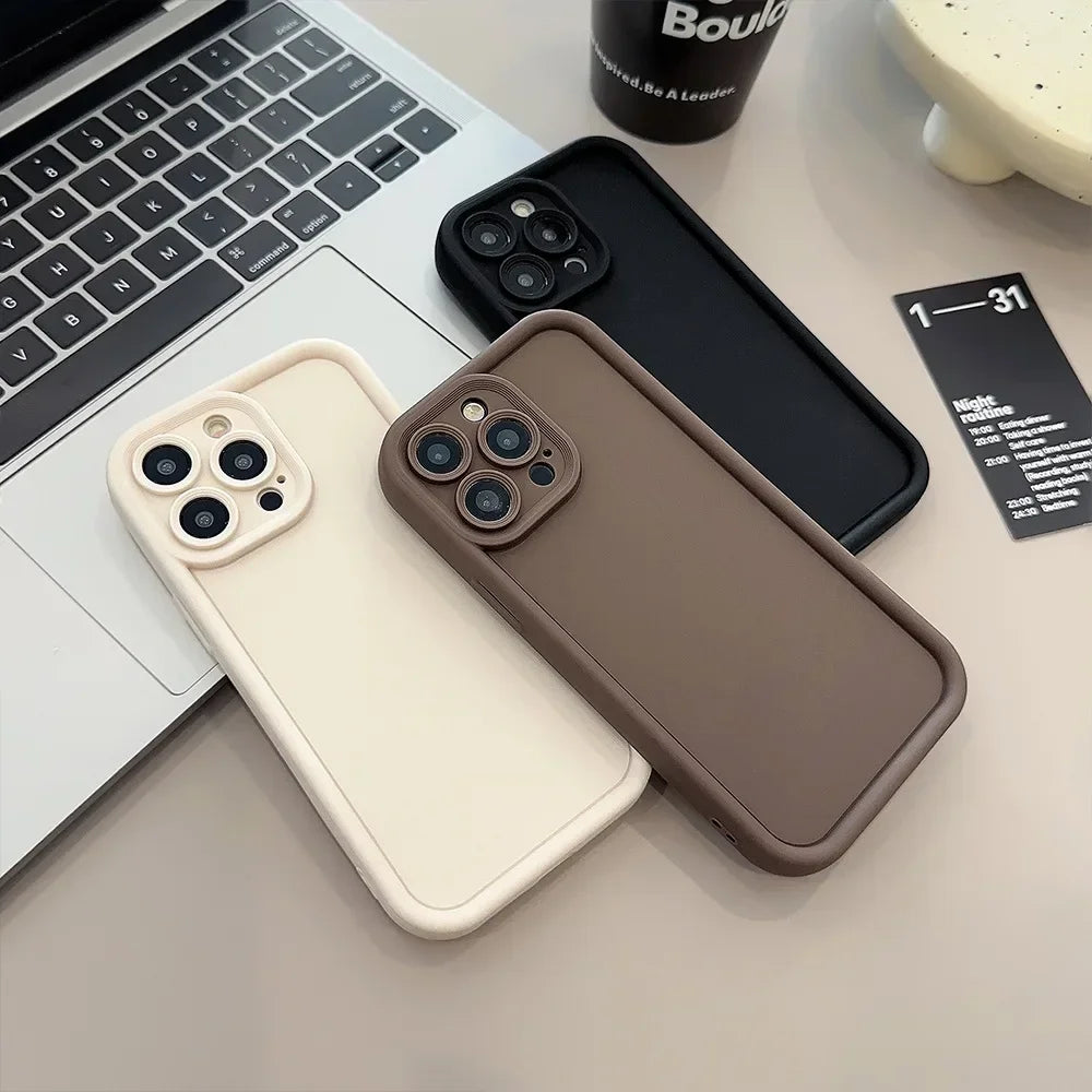 Beige Brown Black Stylish Phone Case for iPhone 16 15 14 13 12 11 Pro Max 7 8 Plus X XR XS Max, Slim Protective Shockproof Cover