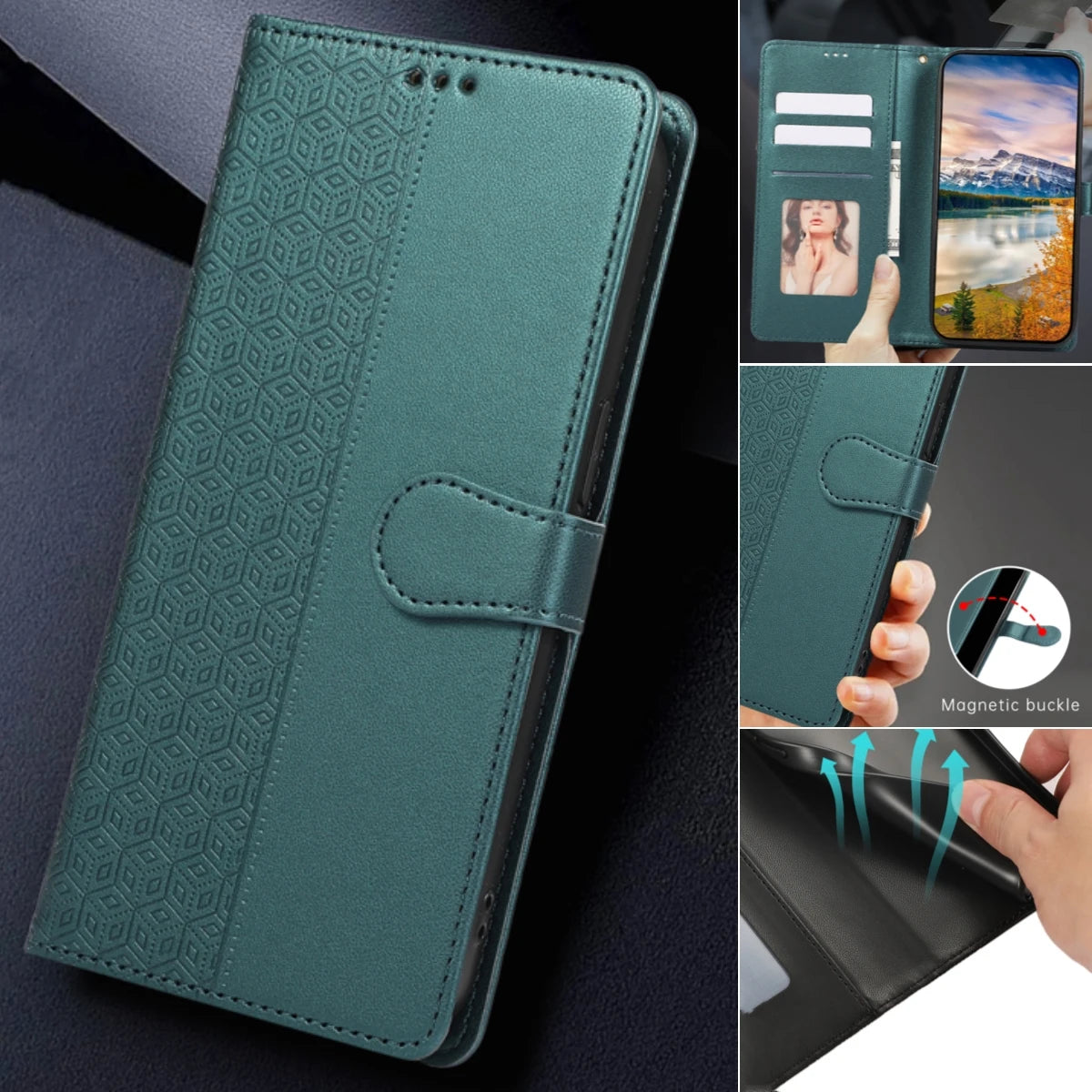Luxury Leather Wallet Phone Case for iPhone 17 Air 16 15 14 Pro Max 16E 13 12 Mini 11 XS XR Max SE 8 7 Plus Flip Stand Cover