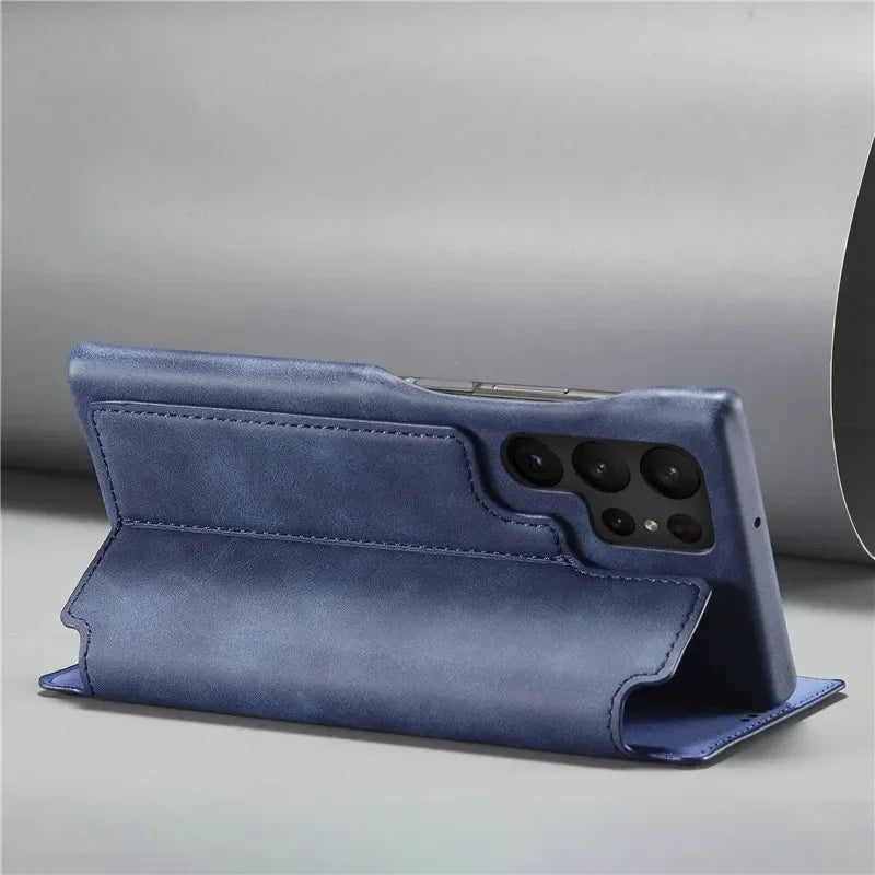 Flip Leather Phone Case For Samsung Galaxy S25 S24 S23 Ultra S22 Plus S21 FE S20 Card Slot Stand Wallet Protect Cover